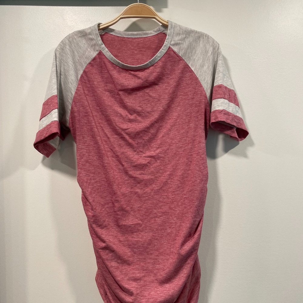 Red and Gray Maternity Shirt